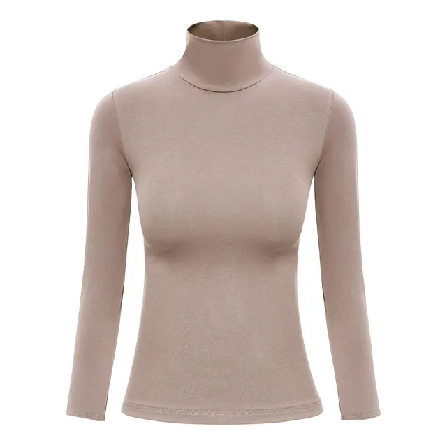 Vinmen Tops Corto Manga Larga Cuello Alto Para Mujer