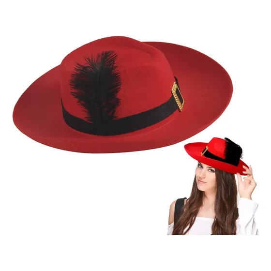 Gorro Fieltro Gato Con Botas Mosquetero Con Pluma