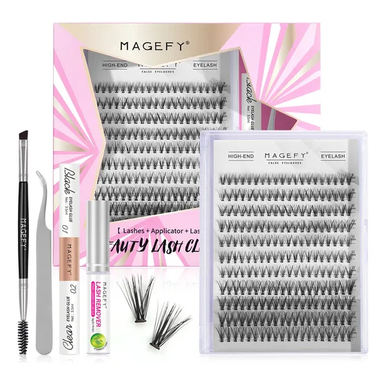 Kit De Extensiones De Pestañas 20d+30d Magefy Lash Curvatura C 9-13mm Mixtas Con Adhesivo Pegamento Para Pestañas Postizas Y Removedor Individuales Kit Maquillaje Completo Diy 220 Cluster