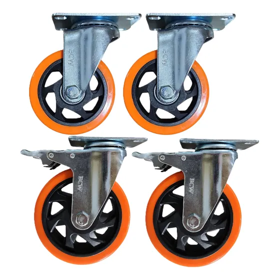 4 Ruedas Giratoria Reforzada 100mm Doble Ruleman 2 Con Freno