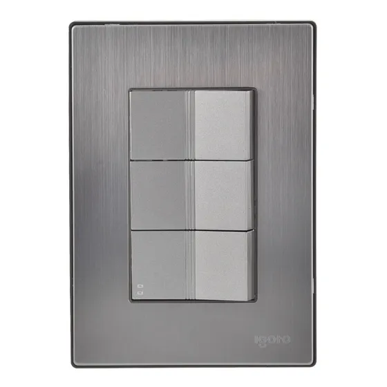 Placa Inox 2 Apagador Sencillo 1 De Escalera De 1 Modulo Color Plata Corriente nominal 10 A Voltaje nominal 125V