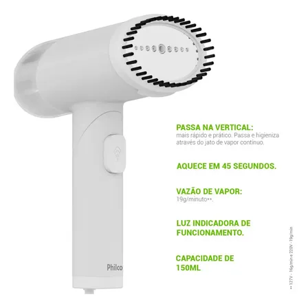 Passadeira A Vapor Dobrável Philco 150ml 1250w Pvp06a Bivolt Branco