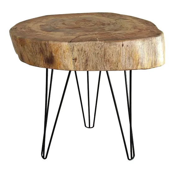 Mesa Tronco Bolacha Banqueta Rustico Pé Hairpin Triplo