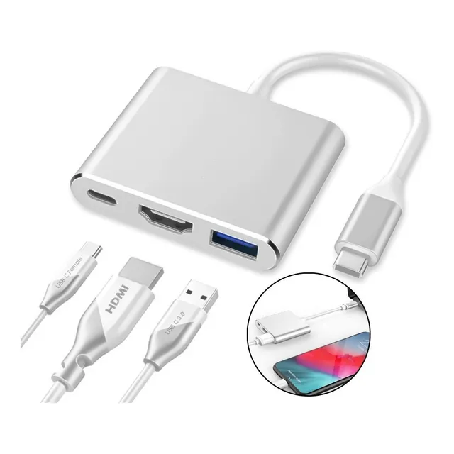 Adaptador Multipuerto Usb C A Hdmi 4k 3 En 1 Tipo C Hub Otec