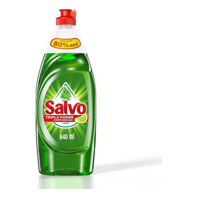 Lavatrastes Salvo Tripl3 Poder Cortagrasa Limón De 640ml