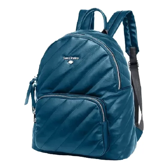 Mochila Urbana Las Oreiro Reforzada Cuero Sintetico Paseo Color Azul Diseño De La Tela Lisa