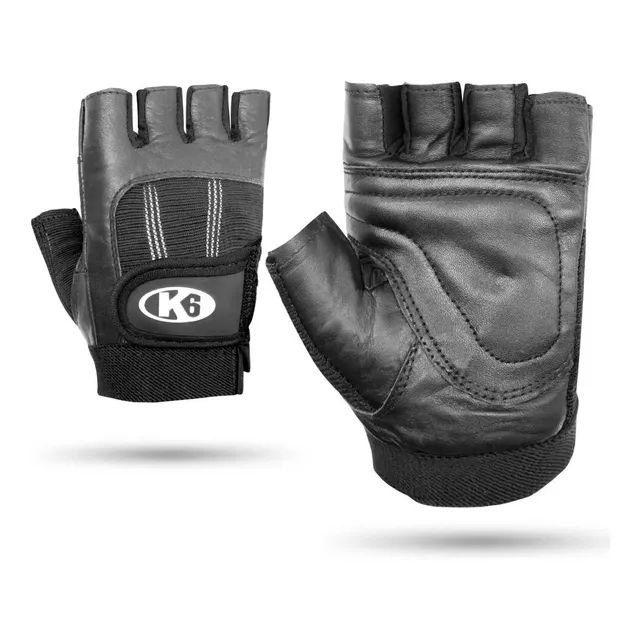 Guantes Gym Gimnasio Cuero Pesas Crossfit K6 Fitness Entrena