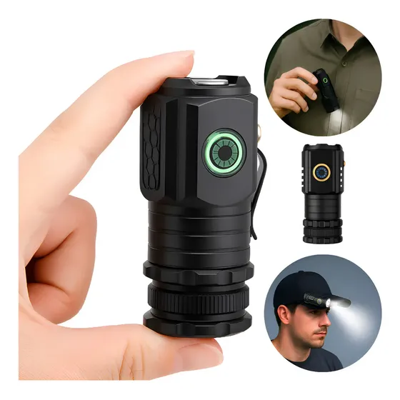 Lanterna Tática Militar Led T12 Mini Recarregável Usb-c Cabe No Bolso Leve Portátil 300 Lm Com Ímã DNC Digital