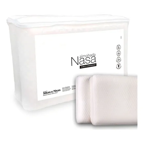 Pack De 2 Almohadas Viscoelásticas Con Funda Lavable Algodon Color Blanco