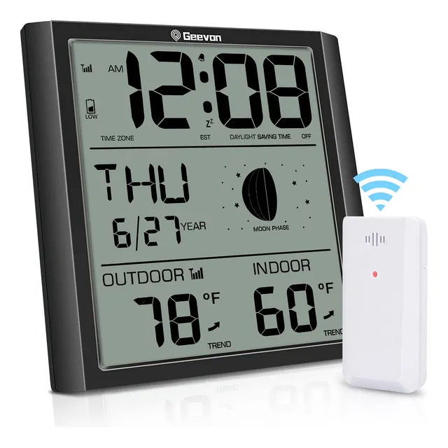 Geevon Reloj Pared Atomico Digital Despertador Ajuste Fase