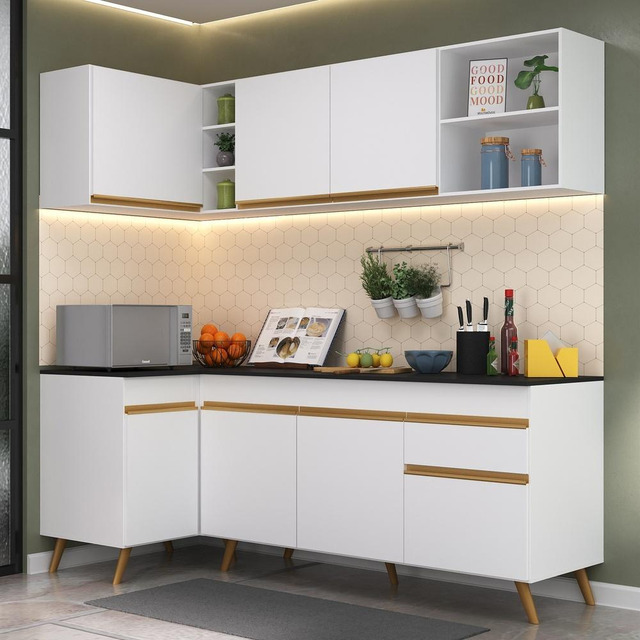 Cozinha Compacta De Canto Veneza Gw Multimóveis Mp2058 Branc Cor Branco Cozinha Compacta De Canto Veneza Gw Multimóveis Mp2058 Branc Cor Branco