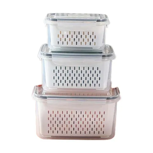 Kit 3 Piezas Recipiente Hermetico Nevera Verduras Organizar