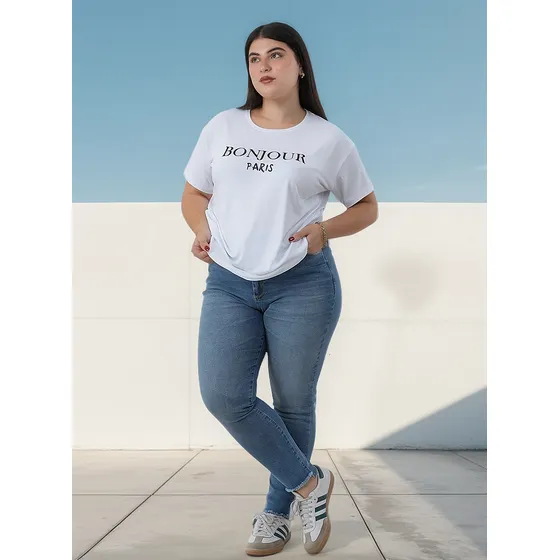 Remera Onyx Estampada Viscosa Lycra Paris Mujer Talle Grande