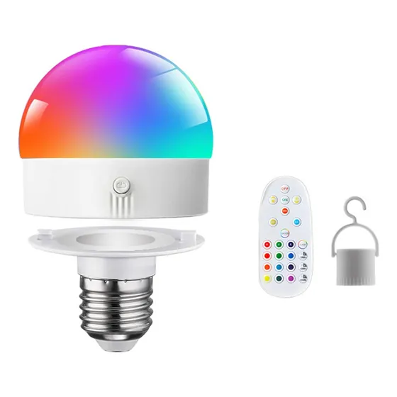 Lâmpada Rgb Regulável De 3 Cores E27, Controle Remoto De Car