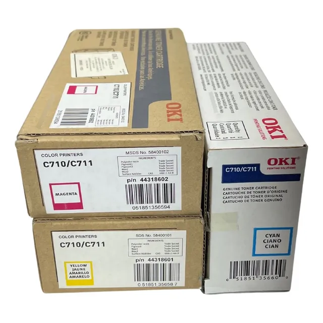 Paq 3 Pzas Toner Okidata C710/c711 Cyan Magenta Yel