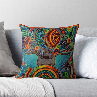 Fundas Arte Huichol Mexicano Colorido Cojín En Lino Premium Ave Sagrada Fundas Arte Huichol Mexicano Colorido Cojín En Lino Premium Ave Sagrada