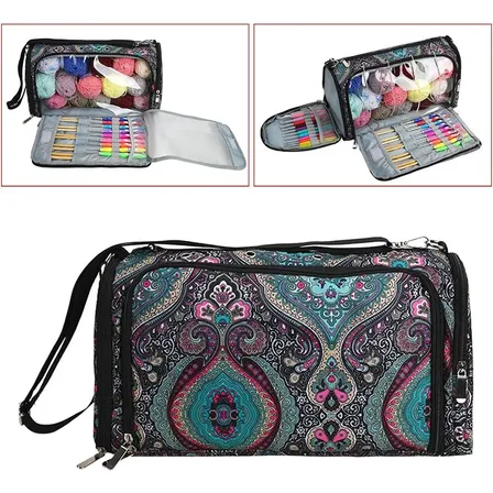 Bolso Porta Tejido Lanas Palillos Y Crochet - Grande