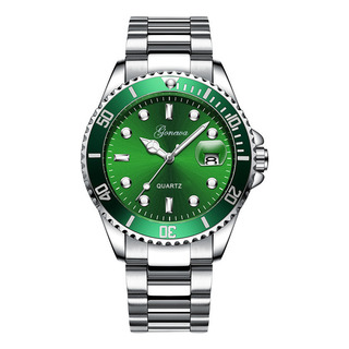 Reloj De Cuarzo Verde Para Hombre Con Correa De Acero Y Cale Reloj De Cuarzo Verde Para Hombre Con Correa De Acero Y Cale