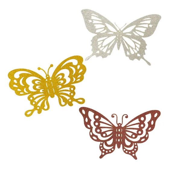 12 Mariposa Metalizada Adorno Torta Pared Globo Decorativa 