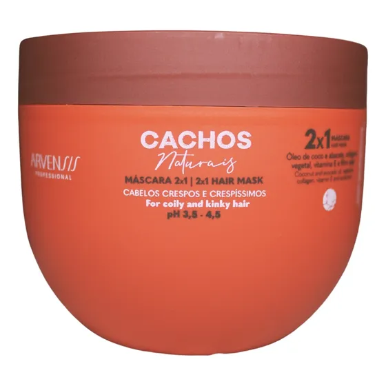 Máscara Cachos Naturais 2x1 Cacheados Crespos Arvensis 450g