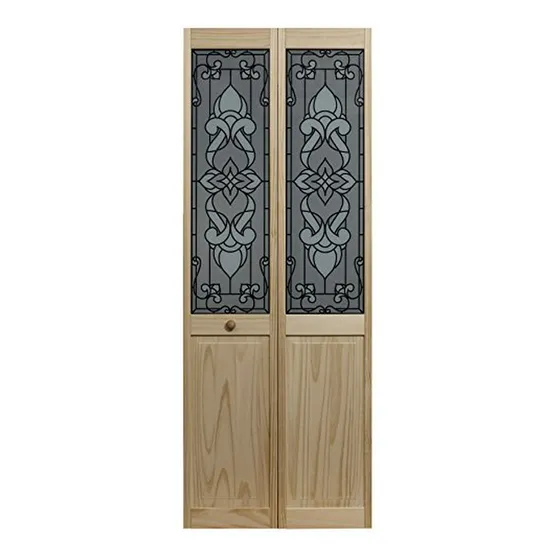 Puerta Plegable De Madera Maciza Con Cristal, 24 X80 , Pino 