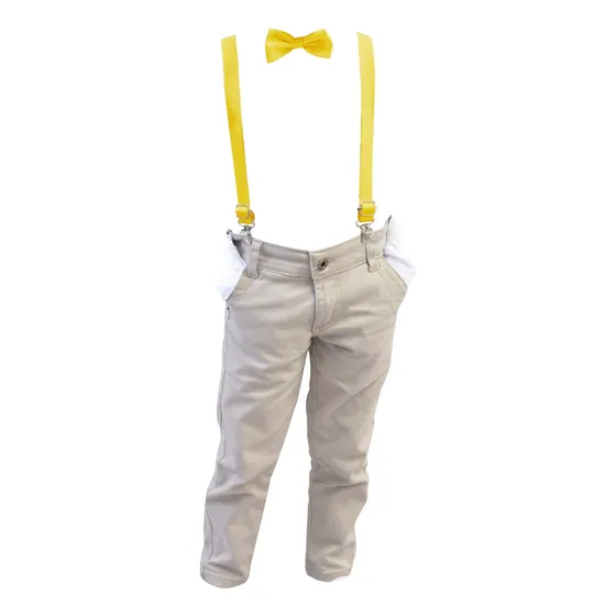 Kit Calça Infantil E Gravata Com Suspensório Menino Envio Já