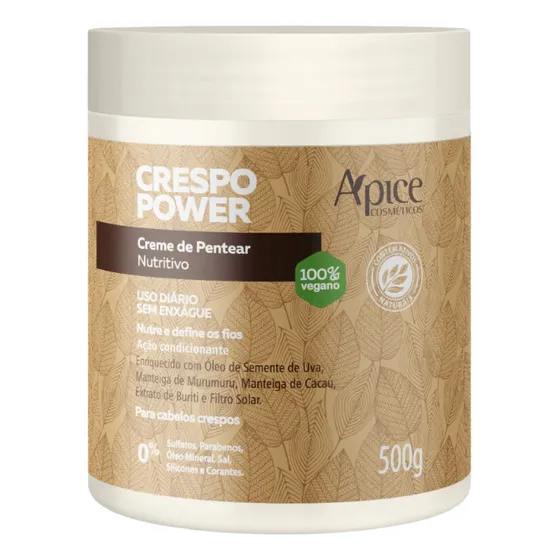 Apice Creme De Pentear Nutritivo Crespo Power Hidratação Nutrição Brilho Sedosidade 500g No Poo Low Poo