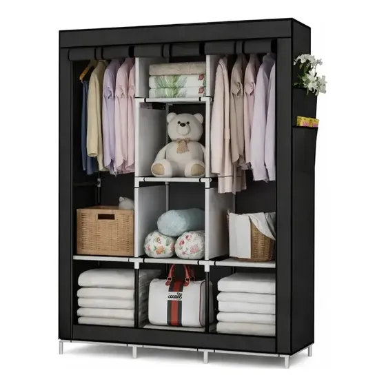 Armário Guarda Roupa Organizador Dobrável Desmontável Cor Preto