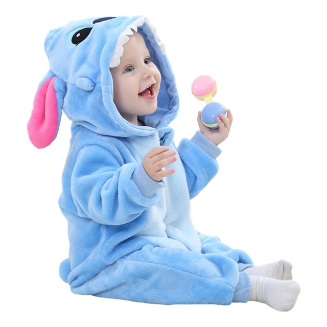 Macacão Roupinha Bebê Stitch De Pelúcia Menino Menina Plush Macacão Roupinha Bebê Stitch De Pelúcia Menino Menina Plush