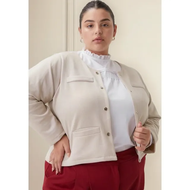 Chaqueta Cuello Redondo De Swede - Talle Grande Especial