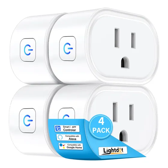 4 Pcs Enchufe Inteligente Oval Wifi Smart Plug Alexa Google Color Blanco