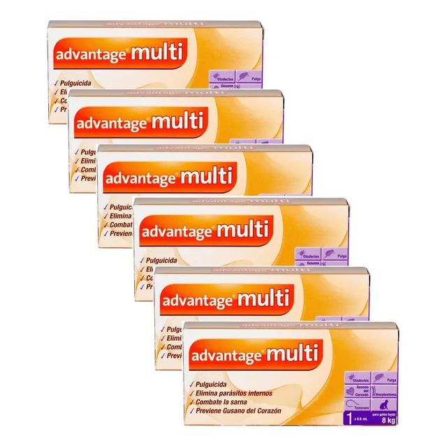 Pack De 6 Advantage Multi Gato 0.8 Ml 0-8kg Pugas, Parásitos