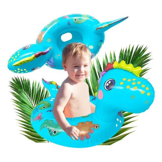 Inflable Dinosaurio Bebé Flotador C/ Asiento Azul Salvavidas