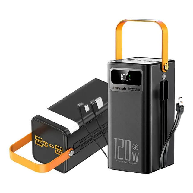 Power Bank Batería Portátil 60000mah Pd 120w Carga Super Rápida Saiviek S501 Compatible Para Android,iPhone,laptop,cargador Portátil Pila Con Iluminación,admite La Carga Simultánea De 7 Dispositivos