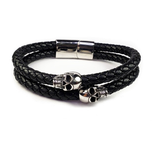 Pulsera Calavera Acero Inoxidable Cuero Hombre Mujer H Pulsera Calavera Acero Inoxidable Cuero Hombre Mujer H