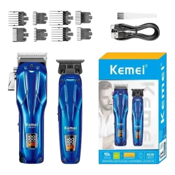 Combo Cortadora Y Patillera Kemei 2217 Recargabñe Barbería
