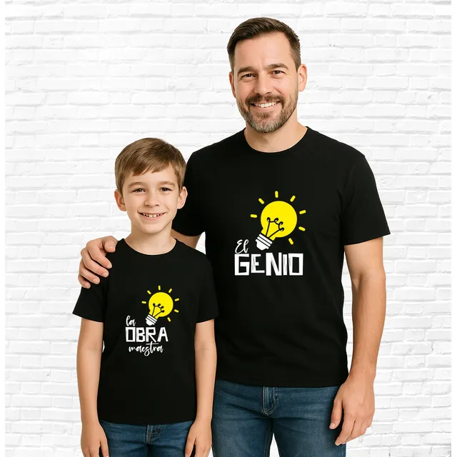 Camiseta Hombre Dia Del Padre + Camiseta Niño Frases Únicas