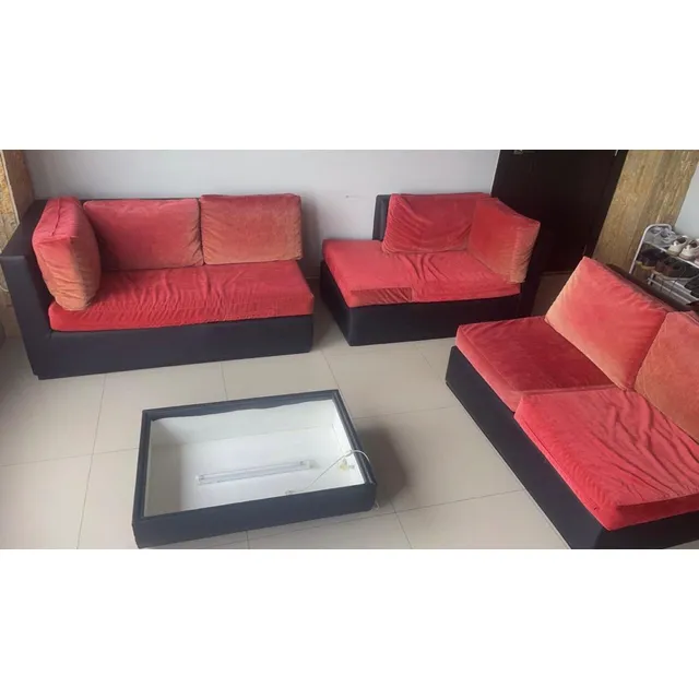 Juego De Sala 6 Puestos En Forma De L Con Mesa De Centro