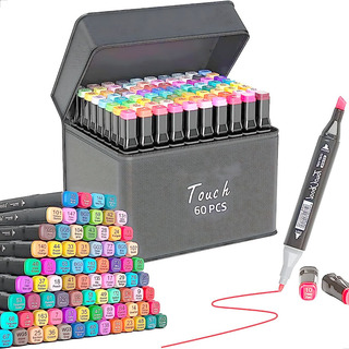 Conjunto Canetas Coloridas Ponta Dupla Permanente 60 Cores Conjunto Canetas Coloridas Ponta Dupla Permanente 60 Cores