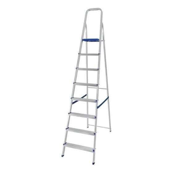 Escalera de aluminio tijera Mor 5106 plateada y azul