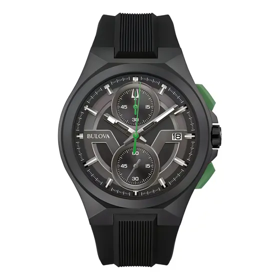 Reloj Bulova Maquina 98b381 Hombre Cronógrafo Color De La Malla Negro Color Del Bisel Negro Color Del Fondo Negro/gris