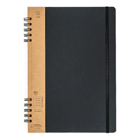 Cuaderno A4 Negro Ecológico (21x30cm) Tapa Dura 80 Hojas
