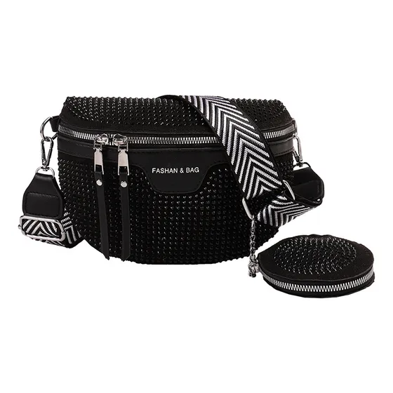 Cartera Bandolera Tendencia De 2 Pzas De Lujo Con Brillantes