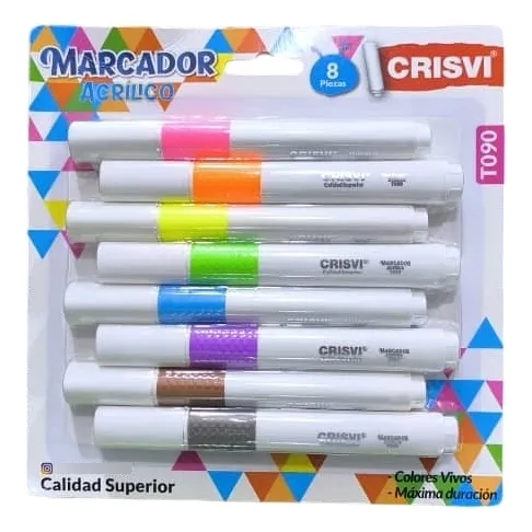 Marcadores Triangular Crisvi Para Pizarra Acrílica 8 Unid.