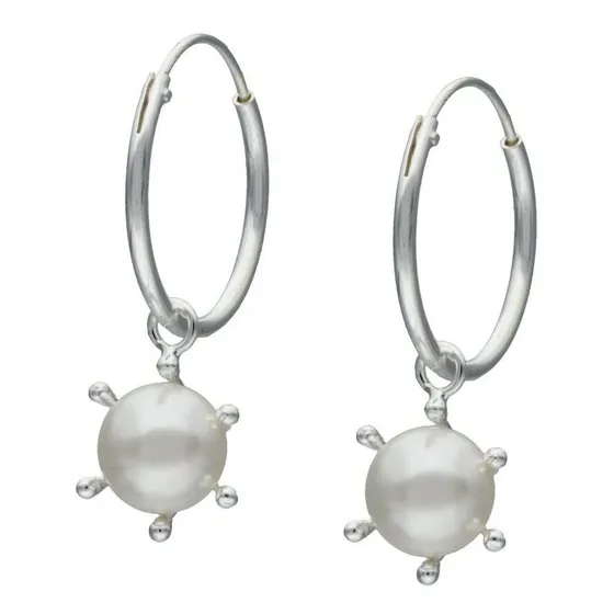 Argollas Perlas Pistilo Colgantes Plata 925 Pendiententes
