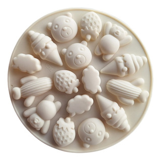 *molde Silicon 16 Mini Oso Fresa Helado Cactus Fondant Choco *molde Silicon 16 Mini Oso Fresa Helado Cactus Fondant Choco