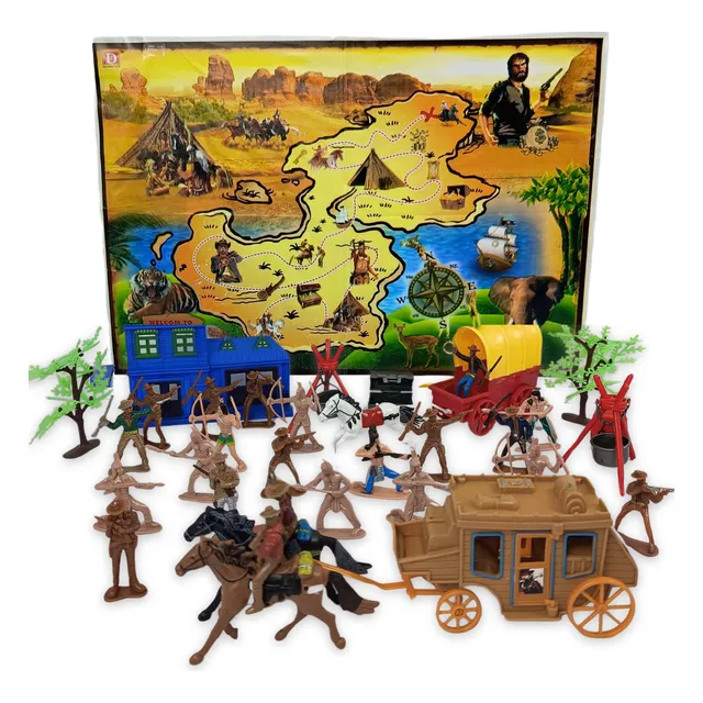 Bonecos Figuras Faroeste Cavalos Miniatura Brinquedo 28pç