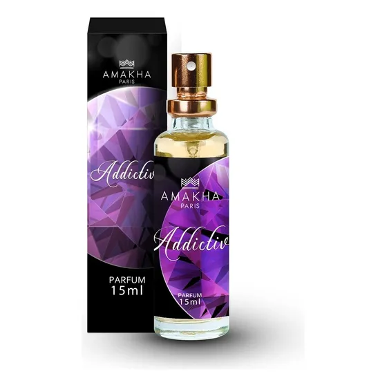 Perfume para mujer Addictive Amakha Paris, bolsa de bolsillo en forma de P de 15 ml