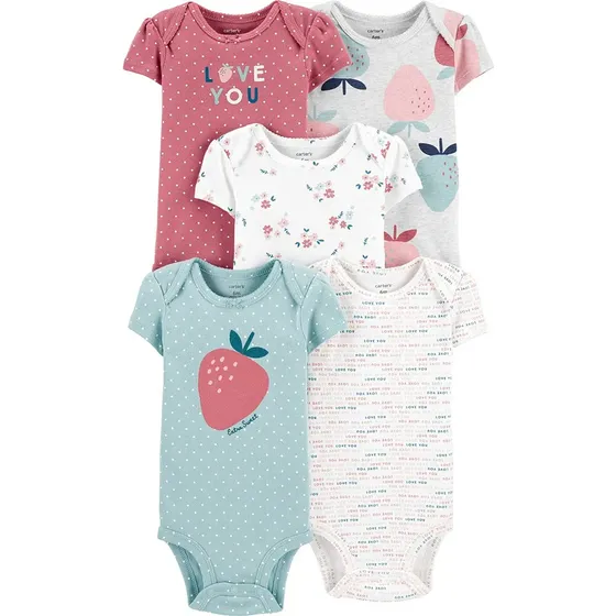 Kit Body Carters 5 Peças Morango 100% Algodão