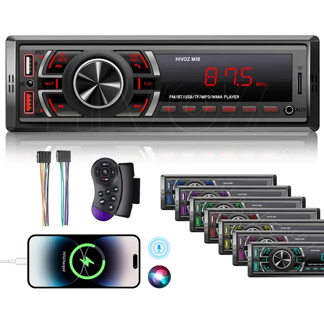 Autoestéreo Hivoz M18 Con 2usb Y Lector De Tarjeta Sd Estereo Para Carro Bluetooth 5.1 Estereo Auto 7 Colors Auto Stereo Con Fm Rca Aux Auto Estereos Reproductor Mp3 Radio